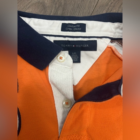 Men’s Tommy Hilfiger Orange and Navy Polo - Picture 3 of 5